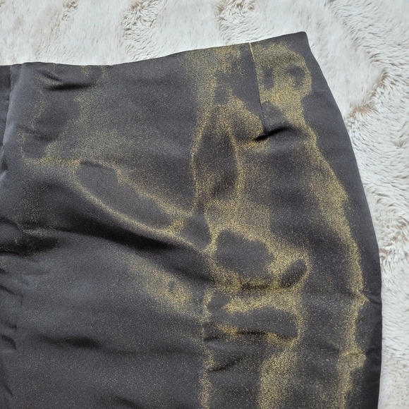 Akris Silk Blend Bronze Shimmer Black Pencil Skirt Size 4 - Picture 5 of 13